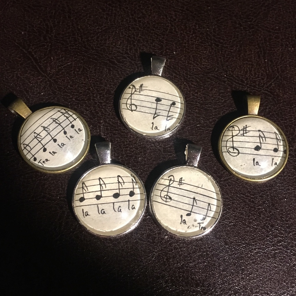Handmade Sheet Music Pendant Cabochon